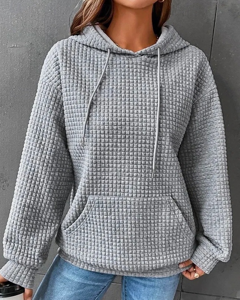 Dame Pullover hettegenser-genser عادي Gatemote Fritid Langermet Med hette Vanlige topper Ferie Ut på byen Lomme Svart Hvit Grå Høst Vinter 2025 - $23.99 –P1
