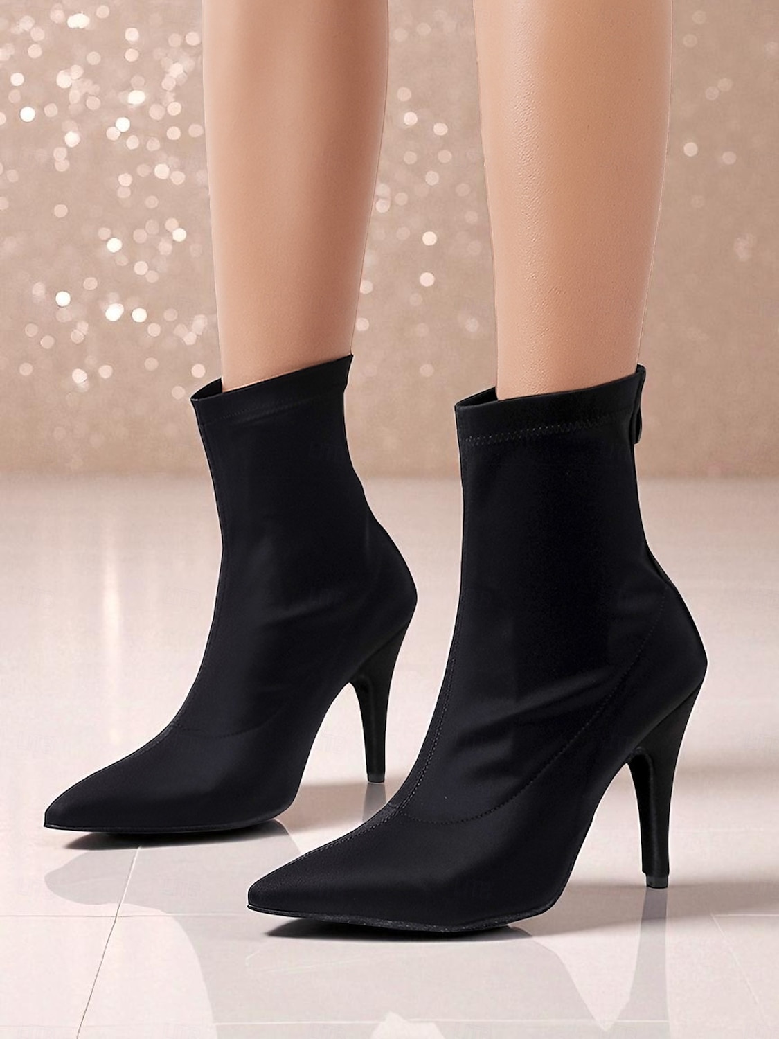 Botas de dança femininas pretas elásticas no tornozelo - elegantes sapatos de salto alto e bico fino para salão de baile latino profissional, perfeitos para salsa, tango e apresentações no palco de 2025 por $54.99 –P7