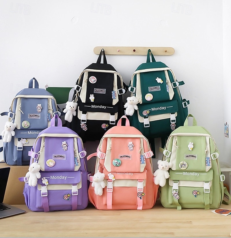 Ensemble de sac à dos vert 5 en 1 pour filles avec de jolis accessoires – sac d'école léger avec fourre-tout, trousse et pochette à cordon pour les adolescentes et un usage quotidien de 2025 ? $29.99 –P9