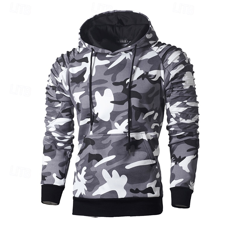 Per uomo Felpa con cappuccio Felpa con cappuccio tattica Nero Grigio chiaro Grigio scuro Verde mimetico Con Cappuccio Semplice Pieghettato Sport & Outdoor Quotidiano Abbigliamento casual alla moda del 2026 a $24.99 –P5