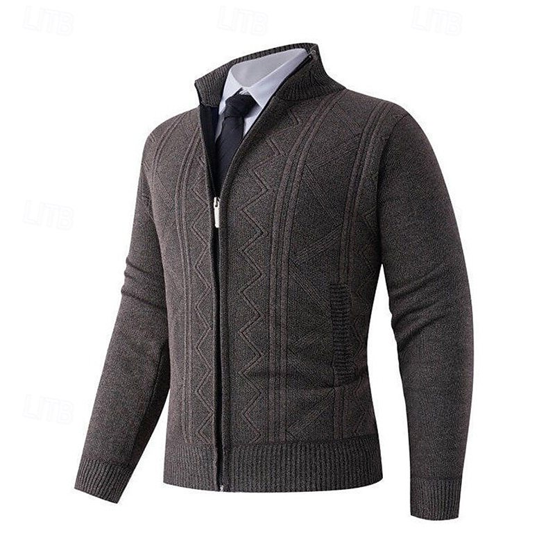 Homens Sueter Cardigan Suéter Cortado Suéter com zíper Suéter de malha Estriado Tricotar Tops regulares Tosão Tecido Colarinho Chinês Moda Clássico Férias Roupa Diária Roupa Outono Inverno Vermelho de 2025 por $24.99 –P14