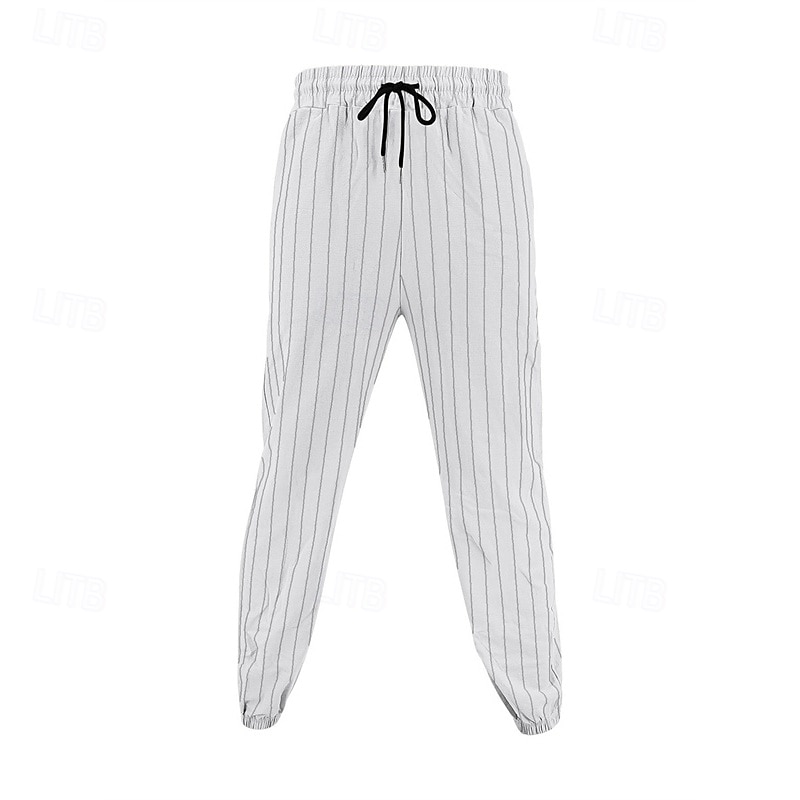 Hombre Pantalones de lino y algodón Pantalones deportivos Pantalones de Deporte Persona que practica jogging Pantalones Bolsillo Cintura elástica Correa A Rayas Comodidad Deporte Diario Moda Casual 2025 - $23.99 –P2