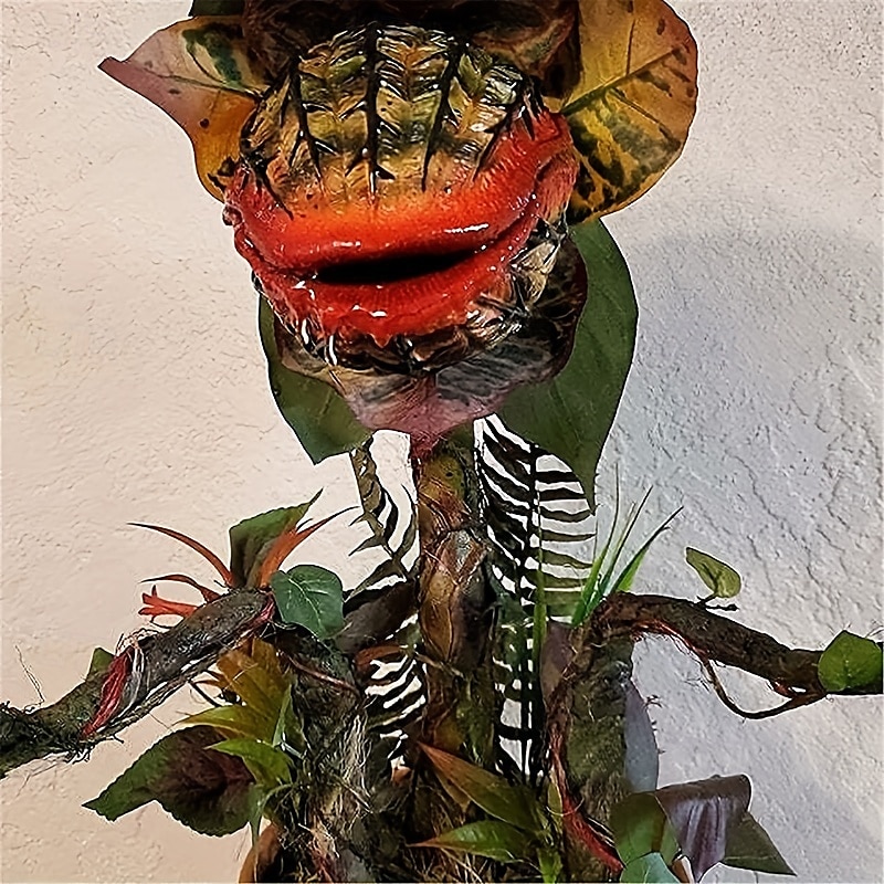 1 st realistisk skräckpirayablommastaty av hög kvalitet i harts, poserbart huvud &Likblomma med vinstockar, inomhus/utomhusmotiv, rekvisita för halloween, tacksägelse, läskig dekoration, 27 cm 2025 - GBP £34 –P8