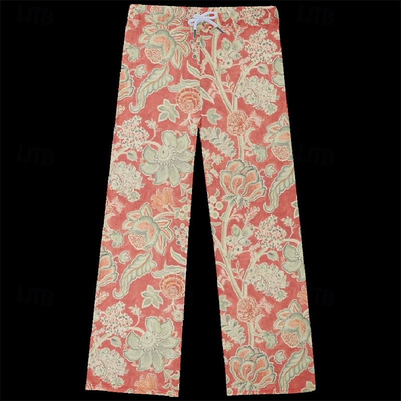 Mulheres Perna larga Calças Calça Palazzo Moda Roupa de rua Comprimento total Cintura Alta Flor Cintura elástica Com Cordão Imprimir Respirabilidade Confortável Micro-Elástica Rua Roupa Diária Para de 2025 por $18.99 –P3