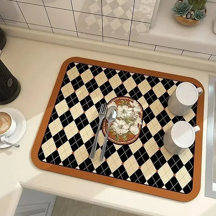 Tappetino drenante in stile fantasy, tappetino per asciugatura da cucina in terra di diatomee, vassoio assorbente per piatti, tazze, macchine da caffè, protezione superficiale ad asciugatura rapida del 2025 a $12.99 –P5