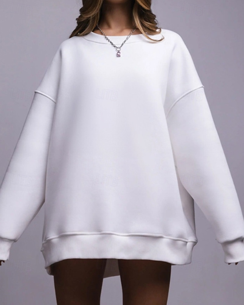 Dámské Svetrová mikina Mikiny Bez vzoru Šik ven Na běžné nošení Dlouhý rukáv Tričkový Běžné topy ulice Dovolená Jdeme ven Bílá Světlá růžová Světle šedá Podzim Zima 2026 - $51.99 –P3