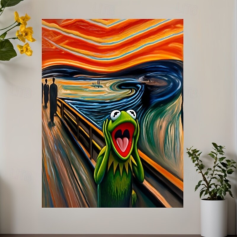 1 st ramlös kanvafsposter med grodskrik i art déco-stil - vattentät, perfekt för vardagsrum, sovrum, hemmakontor, klassrumsinredning 2025 - $13.99 –P3