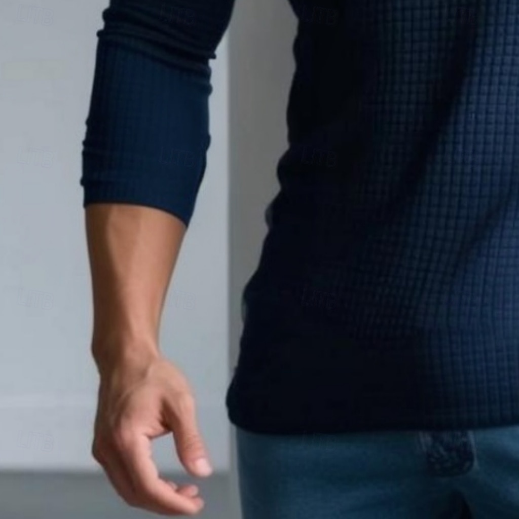 Męskie Koszulka z goframi Podkoszulek Długi rękaw W serek Otwarty przód Wiosna i jesień Jednokolorowe Teksturowany Nowoczesny W serek Na zewnątrz Dom Sport i turystyka Czarny Granatowy Top Tee dla 2025 - $18.99 –P3