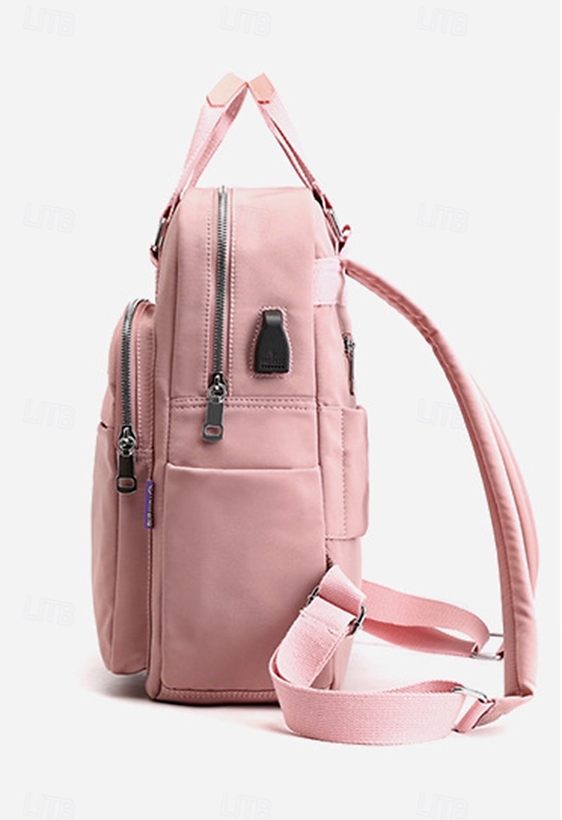 Femmes Sac à Dos Cartable Sac à Dos Fonctionnel Sac à dos scolaire École Quotidien Voyage Nylon Réglable Léger Fermeture éclair Gris foncé Noir Rose Claire de 2025 ? $34.99 –P8