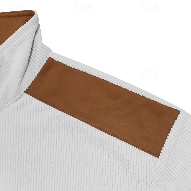 Per uomo Maglia Velluto a coste Felpa con zip intera Aalbicocca Nero Bianco Blu marino Caffè Colletto Mao Semplice Patchwork Blocco di colore Sport & Outdoor Casuale Quotidiano Streetwear Cool del 2025 a $32.99 –P7