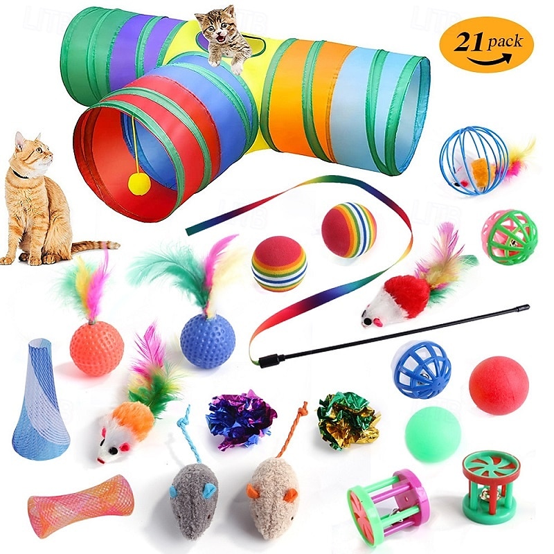 Ball Feather Toy Mice & Animal Toy Tunnels Squeak Toy with Durable Pet Exercise Releasing Pressure Pet Training Teething Rope Toy for Cat Indoor Outdoor Pet Play 2025 - $52.03 –P7