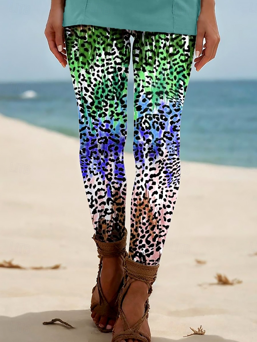 Femmes Leggings Vacances ancien Style Ethnique Longueur complète Taille haute Graphique Léopard Dégradé Impression 3D Respirabilité Doux Confortable Élastique Extérieur Vacances Maison Vert forêt de 2025 ? $19.99 –P2