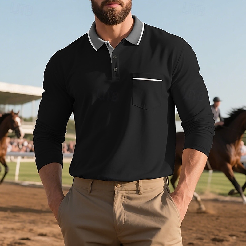 Herren Golfshirt Golf Poloshirts Arbeit Lässig Revers Kurzarm Basic Modern Farbblock Knöpfe Frühling Herbst Normale Passform Aprikose Schwarz Weiß Gelb Rote Marineblau Golfshirt 2025 - $18.99 –P14