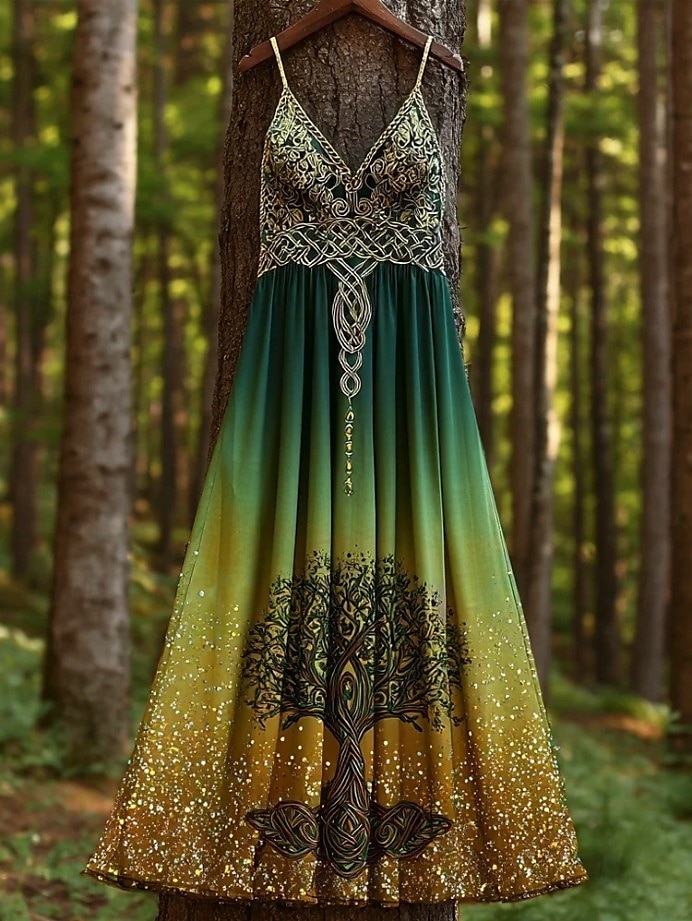 Per donna Abito maxi Vestito Estivo Abito a trapezio Abito Sottoveste Vacanza Casual Uscire Spiaggia Vestibilità regolare Grafico Tribale Etnico Senza Maniche Scollo a V Spalline sottili Nero Verde del 2025 a $34.99 –P1