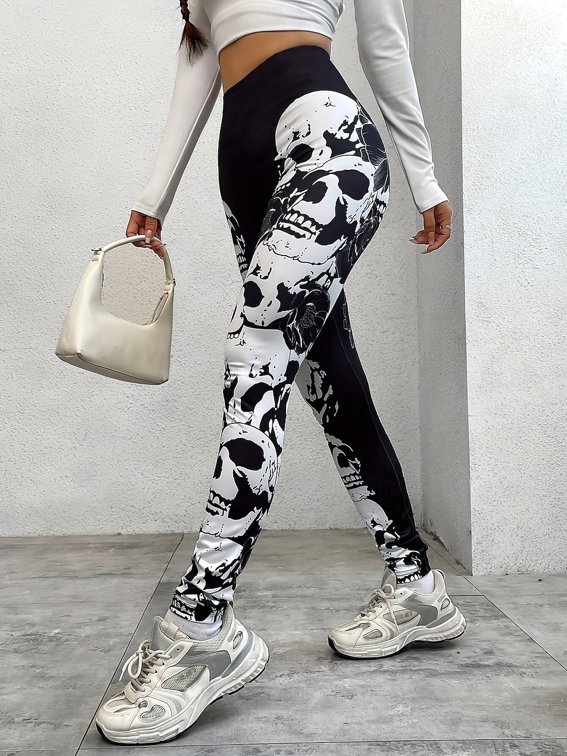 Femmes Leggings Vacances ancien Mode Longueur cheville Taille hautePantsHalloween Graphique Crâne Impression Doux Respirant Élastique Formel Extérieur Vacances Noir Printemps Automne Hiver Coupe Slim de 2025 ? $22.99 –P4