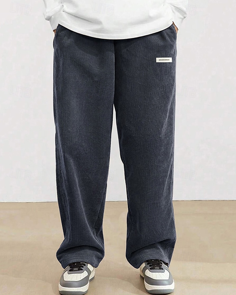 Homens Calças de Veludo Calças Calça casual Bolsos Cintura elástica Com Cordão Tecido Conforto Esportes Diário Moda Casual Preto Branco Micro-Elástica de 2025 por $26.99 –P15