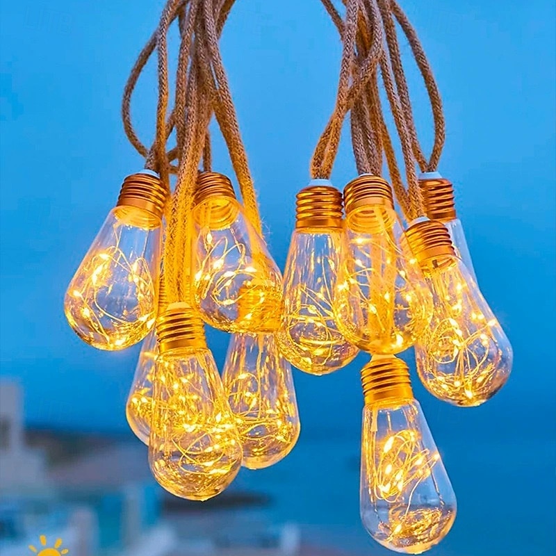 Solar Outdoor Camping Light Bulb Fairy String Light 8m 16LED Waterproof Wedding Party Atmosphere Landscape Light Home Garden Balcony Fence Tree Christmas Decoration 2025 - $53.99 –P4