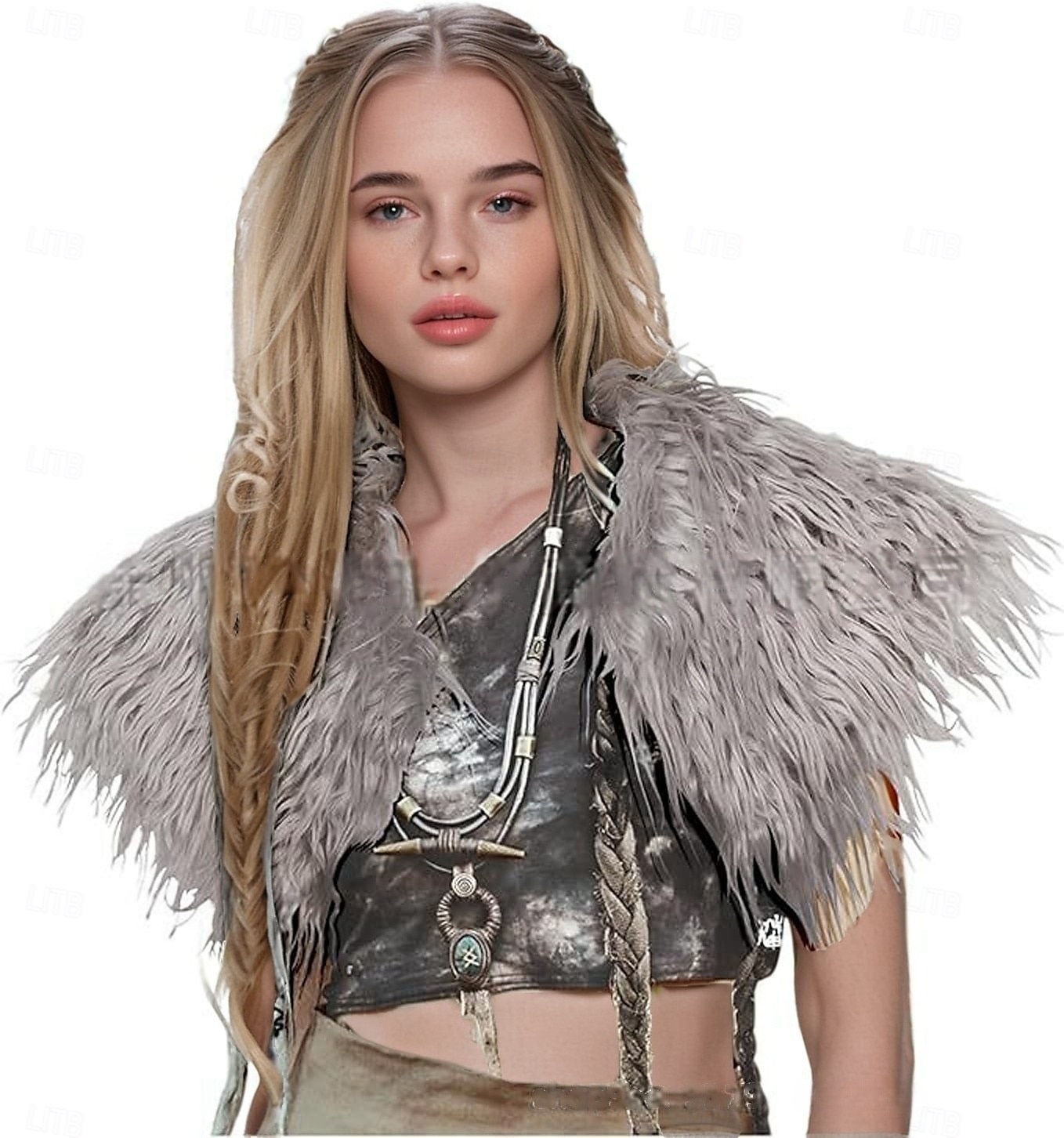 Retro Vintage Mittelalterlich Renaissance Umhang Schals Kunstpelzkostüm Krieger Wikinger Damen Vikinger Halloween Karneval Leistung Party LARP Erwachsene Schal 2025 - $21.99 –P8
