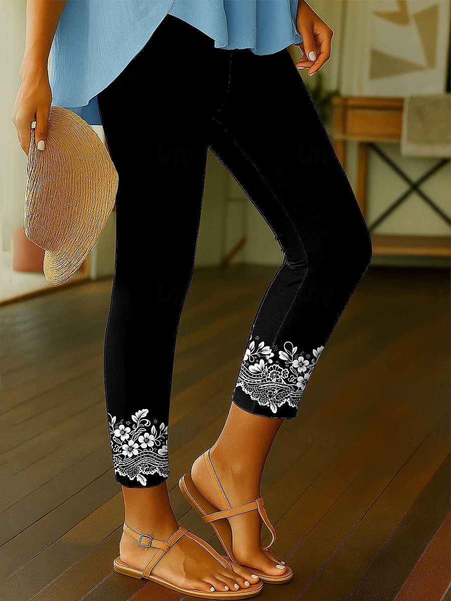 Femmes Leggings Vacances ancien Mode Longueur cheville Taille haute Graphique Abstrait Impression Doux Respirant Haute Élasticité Extérieur Quotidien Noir Blanche Marron Gris Claire Printemps Automne de 2025 ? $19.99 –P2