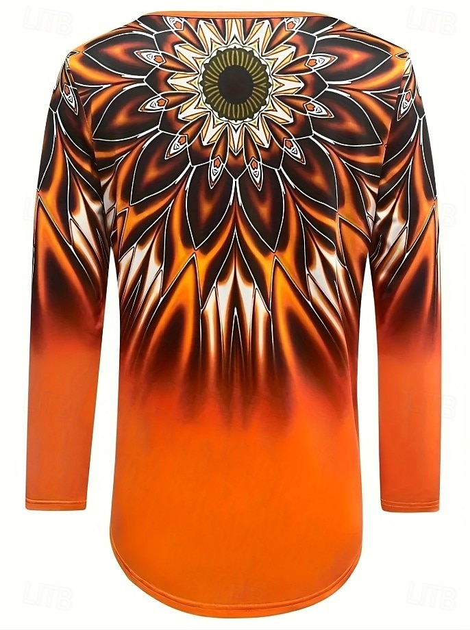 Femmes T-shirt A Ombre Fleuri Graphique Élégant ancien manche longue Col ras du cou Col en V Hauts Réguliers Quotidien Imprimé Noir Orange Été Printemps de 2025 ? $22.99 –P2