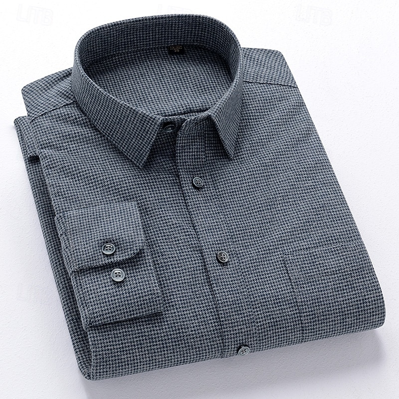 Men's Shirt Dress Shirt Collared Shirt Button Up Shirt Plaid / Striped / Chevron / Round Daily Wear Corporate Clothing Black Red Blue Green Long Sleeve Shirt Collar All Seasons Clothing Apparel Buckle 2026 - $36.99 –P5