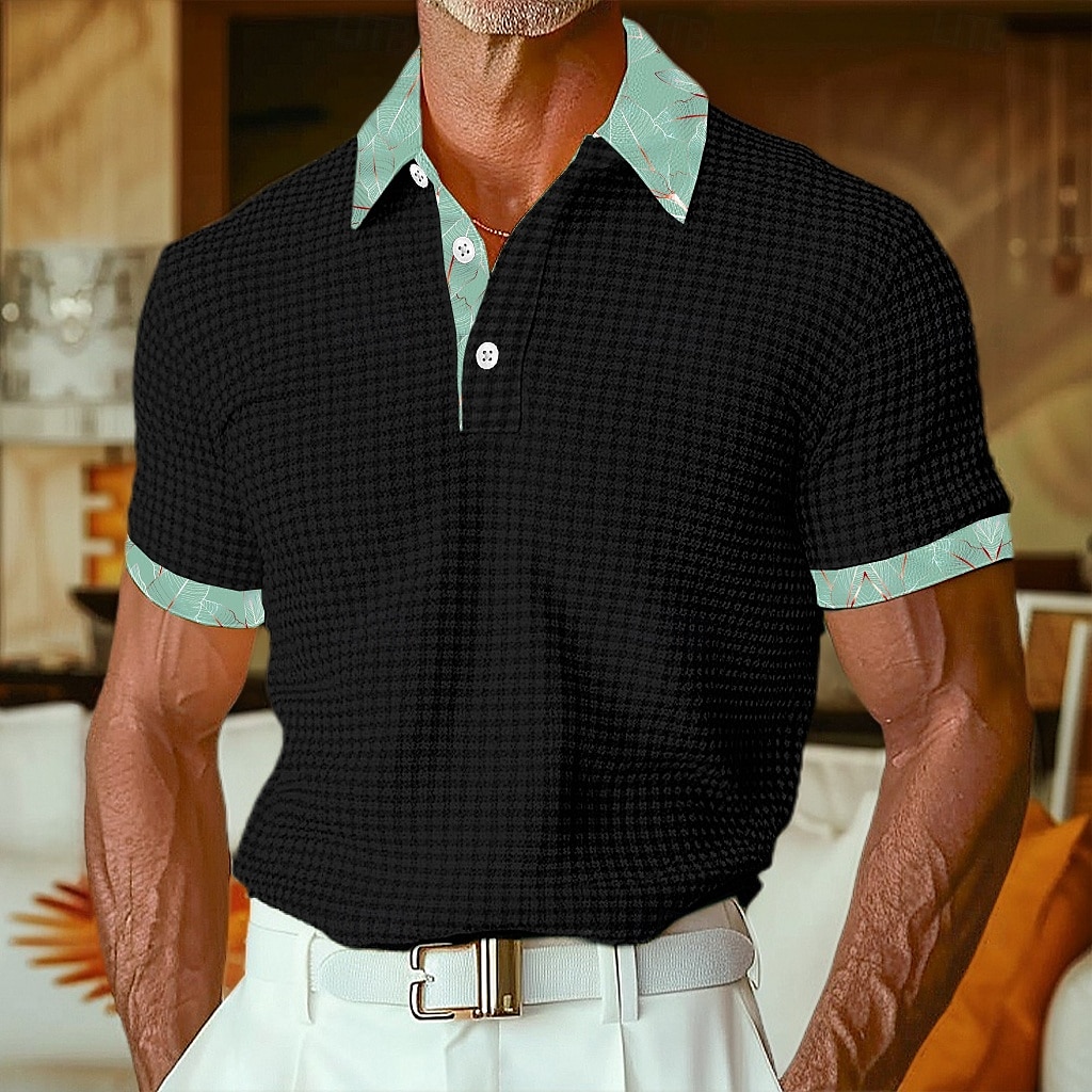Pánské S texturou Golfová košile Ležérní Obchod Klasický Krátký rukáv Módní Moderní Pevná barva Havaj Knoflíky Léto Jaro Běžný Bílá S texturou 2026 - $22.99 –P7