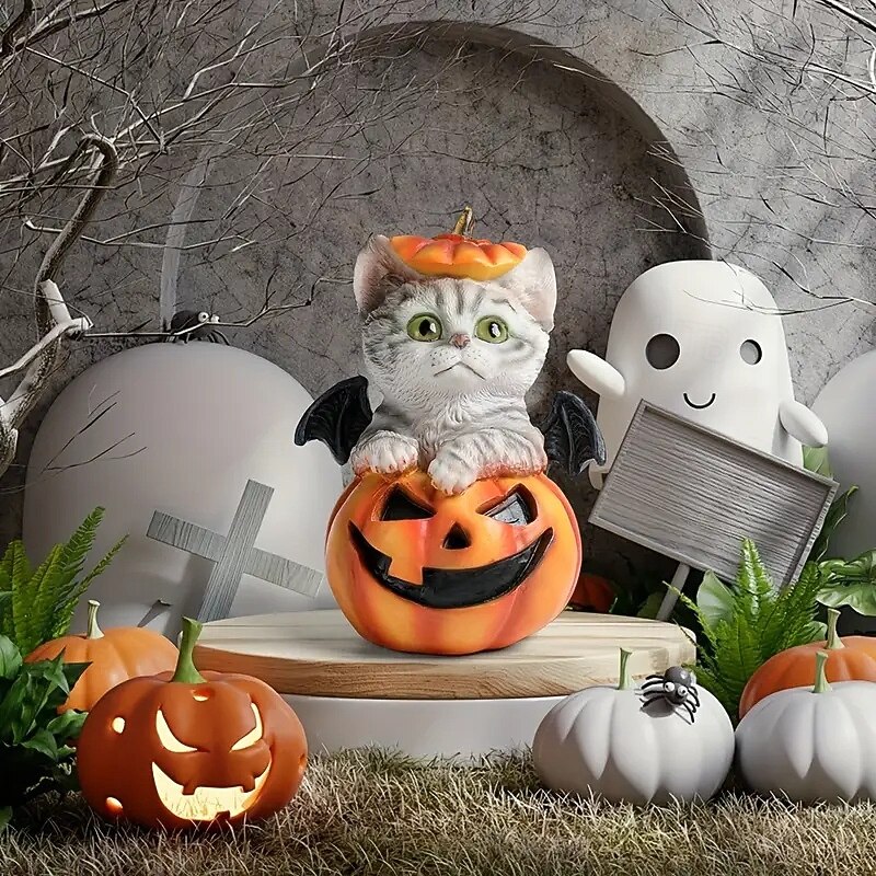 Halloween Stoff-Deko Set - Hexe, Schwarze Katzen & Kürbis-Phantome