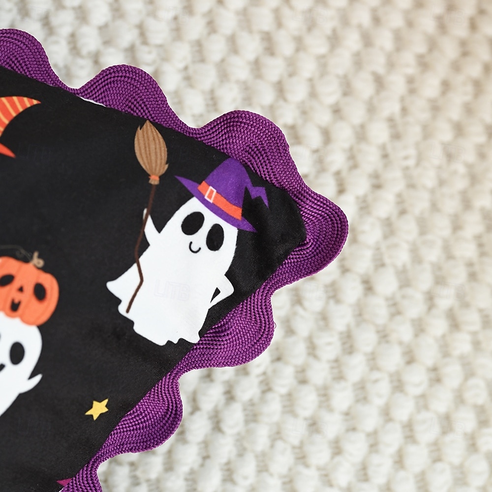 2025年 ハロウィン用枕カバー1枚、ゴースト幾何学模様、カジュアルスクエアジッパー、伝統的クラシック  コレクション – $15.99 –P9