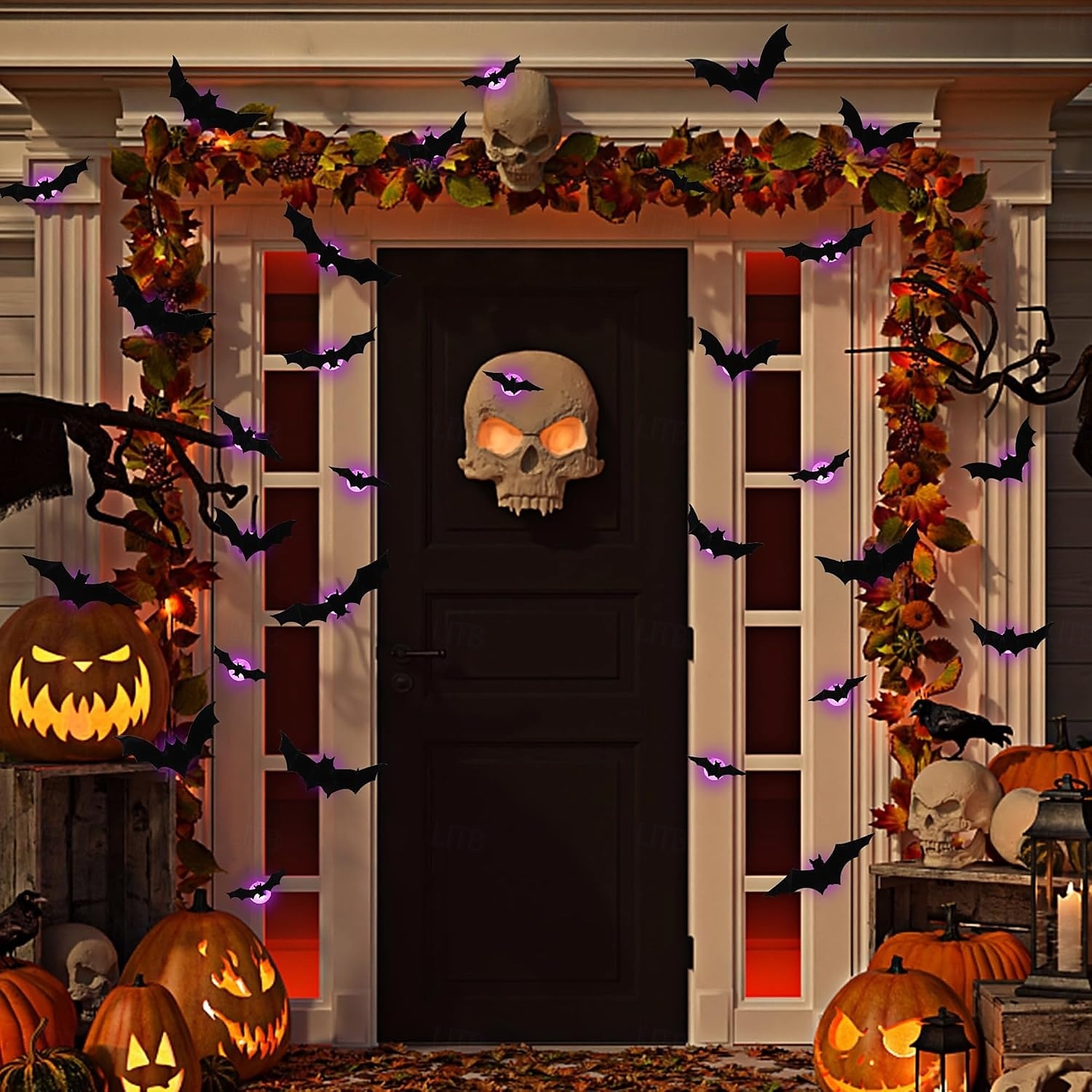 Halloweenské nástěnné dekorace s netopýry, svítící 3D samolepky s netopýry různých velikostí na halloweenskou párty, dekorace oken do ložnice, vnitřní i venkovní samolepky na dům 2025 - $12.99 –P4