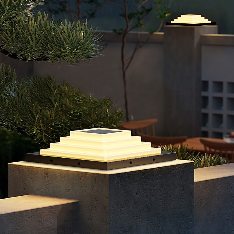 utendørs solor stolpelampe ip65 vanntett lyktestolpelysarmatur svart aluminium 60 cm utendørs stolpelampe for innkjørsel bakgård terrasse hage 2025 - $275.59 –P3
