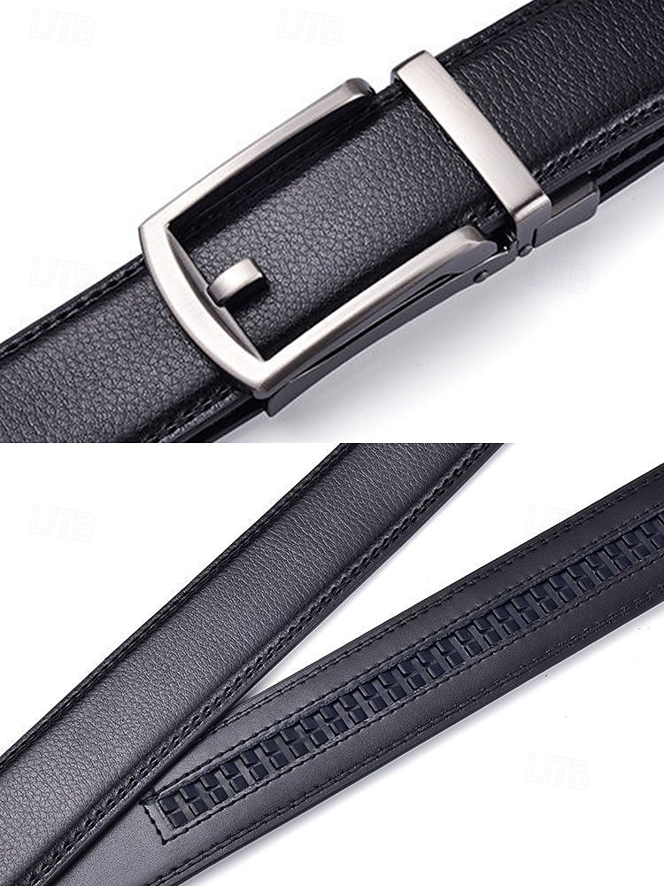 Ceinture en cuir véritable pour homme avec boucle à cliquet automatique – Ceinture classique ajustable pour le travail, le bureau et le quotidien de 2025 ? $14.99 –P10