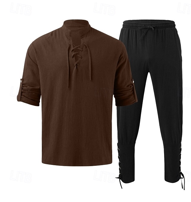 Retrò Vintage Medievale Rinascimento Pantaloni Abiti Camicia Pirata Ranger Costume Per uomo Vichingo Halloween Carnevale Mascherata Performance Mascherata LARP Adulti Camicia Pantaloni del 2026 a $44.99 –P3