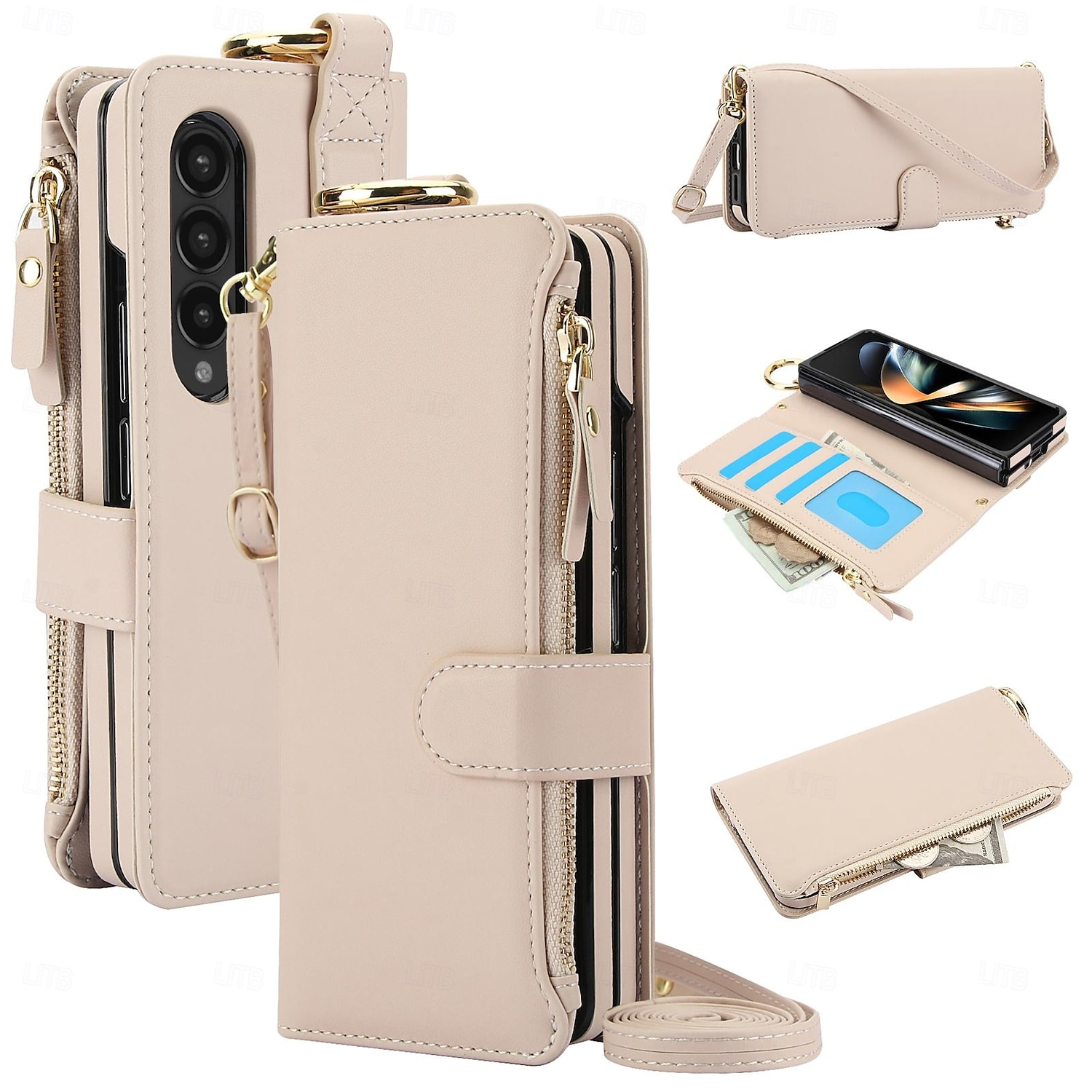 Phone Case For Samsung Galaxy Z Fold 6 Z Fold 5 Z Fold 4 Z Fold 3 Back Cover Wallet Case Zipper with Lanyard Card Slot TPU PU Leather 2025 - $28.99 –P1