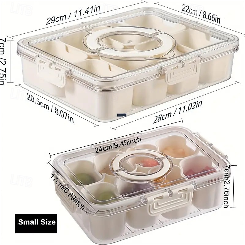 Matoppbevaringsbrett med lokk og håndtak, snacksboks med flere rom for godteri, frukt, nøtter, bærbar rektangulær design, matkvalitetsmateriale, perfekt for fester, bryllup og bruk hele året 2025 - $6.99 –P3