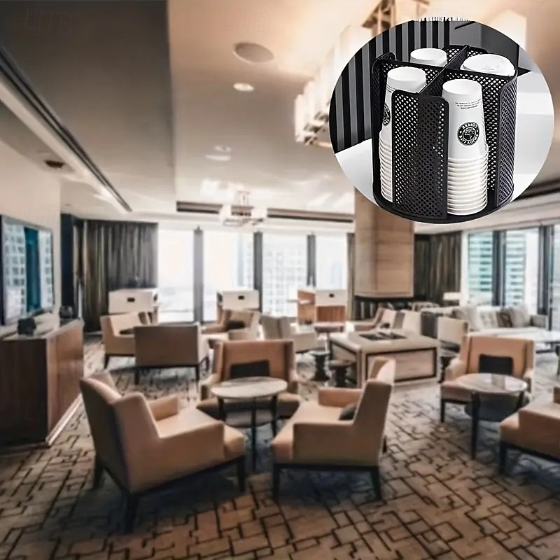 Distributeur de gobelets en papier rotatif à 360° peu encombrant, en plastique PS durable avec conception amovible ventilée, noir &blanc, parfait pour les tasses à café de cuisine et de bureau de 2025 ? $17.99 –P7
