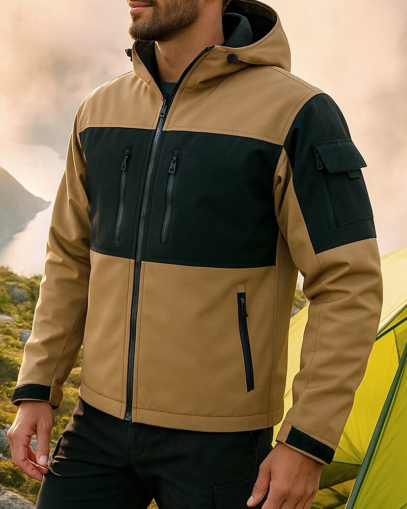 Per uomo Giacca a Vento Giacca softshell Inverno All'aperto Patchwork Calore Termico Impermeabile Antivento Top Nero Verde Cachi Grigio del 2025 a $29.99 –P1