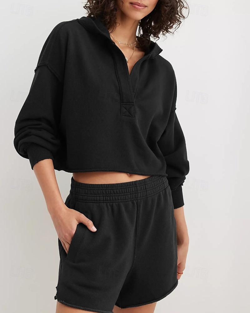 Per donna Felpa con cappuccio Felpe con cappuccio Semplice Streetwear Casual Manica Lunga Con Cappuccio Top Regolari Streetwear Ferie Nero Fucsia Grigio chiaro Autunno Inverno del 2025 a $26.99 –P5