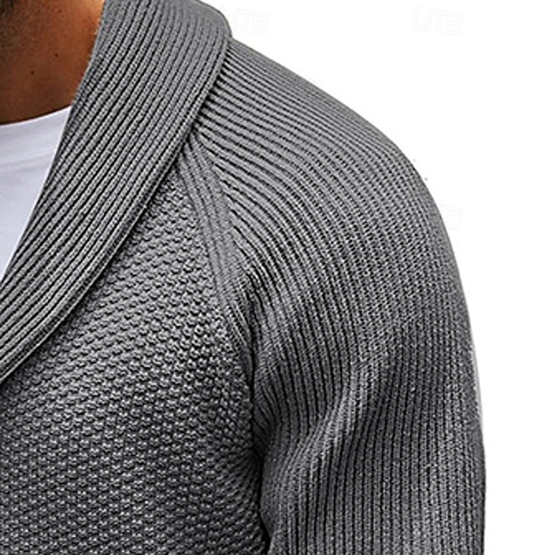Herren Pullover Kleid Pullover Strickjacke Reißverschluss-Pullover Strickpullover Gerippt Stricken Normale Oberteile Gestrickt Gerippt Einfach Schalkragen Mode Schals Lässig Alltagskleidung Bekleidung 2025 - $42.99 –P9