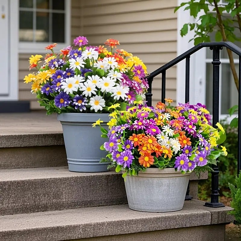 10 fiori artificiali da esterno, decorazioni floreali in plastica, bouquet di margherite artificiali resistenti ai raggi UV, arbusti di fiori artificiali per casa, hotel, ufficio, feste di matrimonio, del 2026 a $22.99 –P5