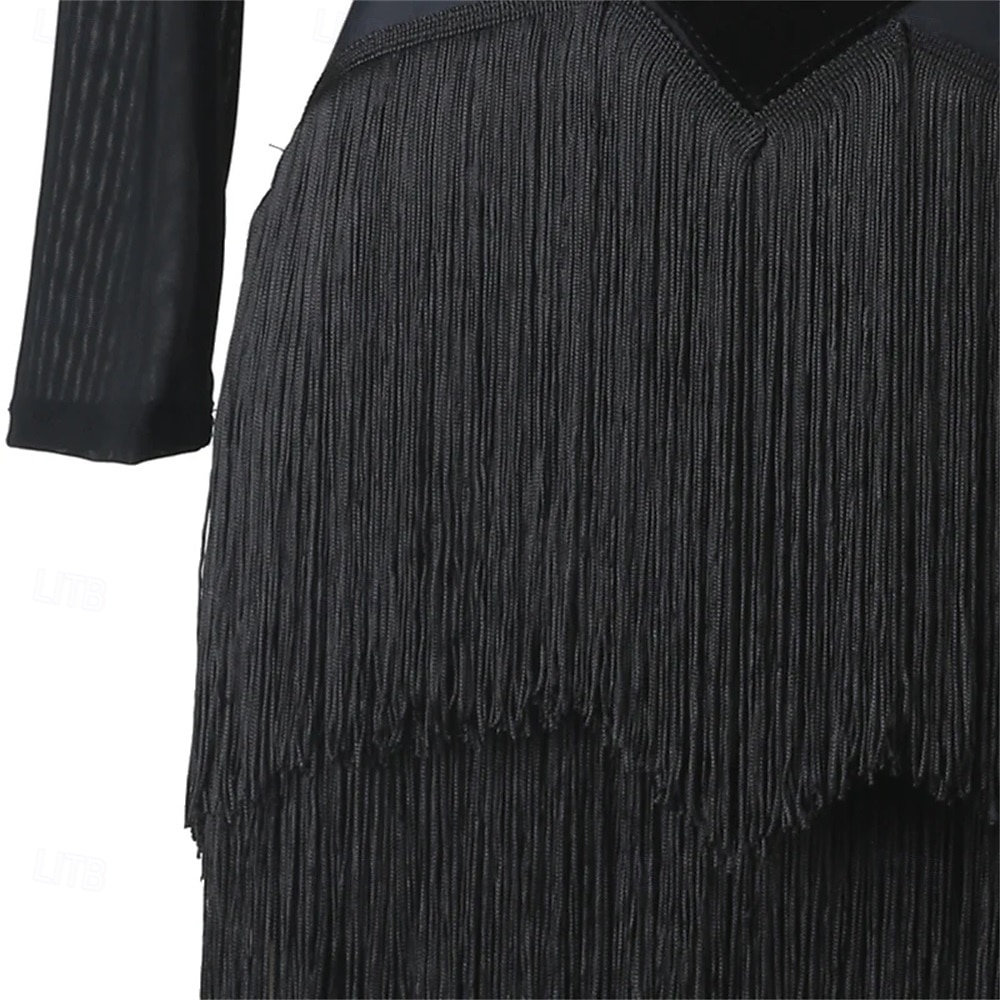 Danse Latine Robe Épissage Femmes Performance Entraînement Soirée manche longue Haut Nylon de 2025 ? $133.99 –P14