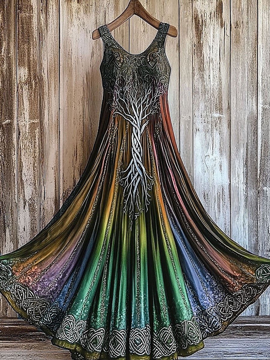 Per donna Abito maxi Abito a trapezio Abito a spalle scoperte Vacanza Casual Feste Vestibilità regolare Ombre Grafico Senza Maniche Collo quadrato Viola Arancione Verde Estate Primavera del 2025 a $12.49 –P4
