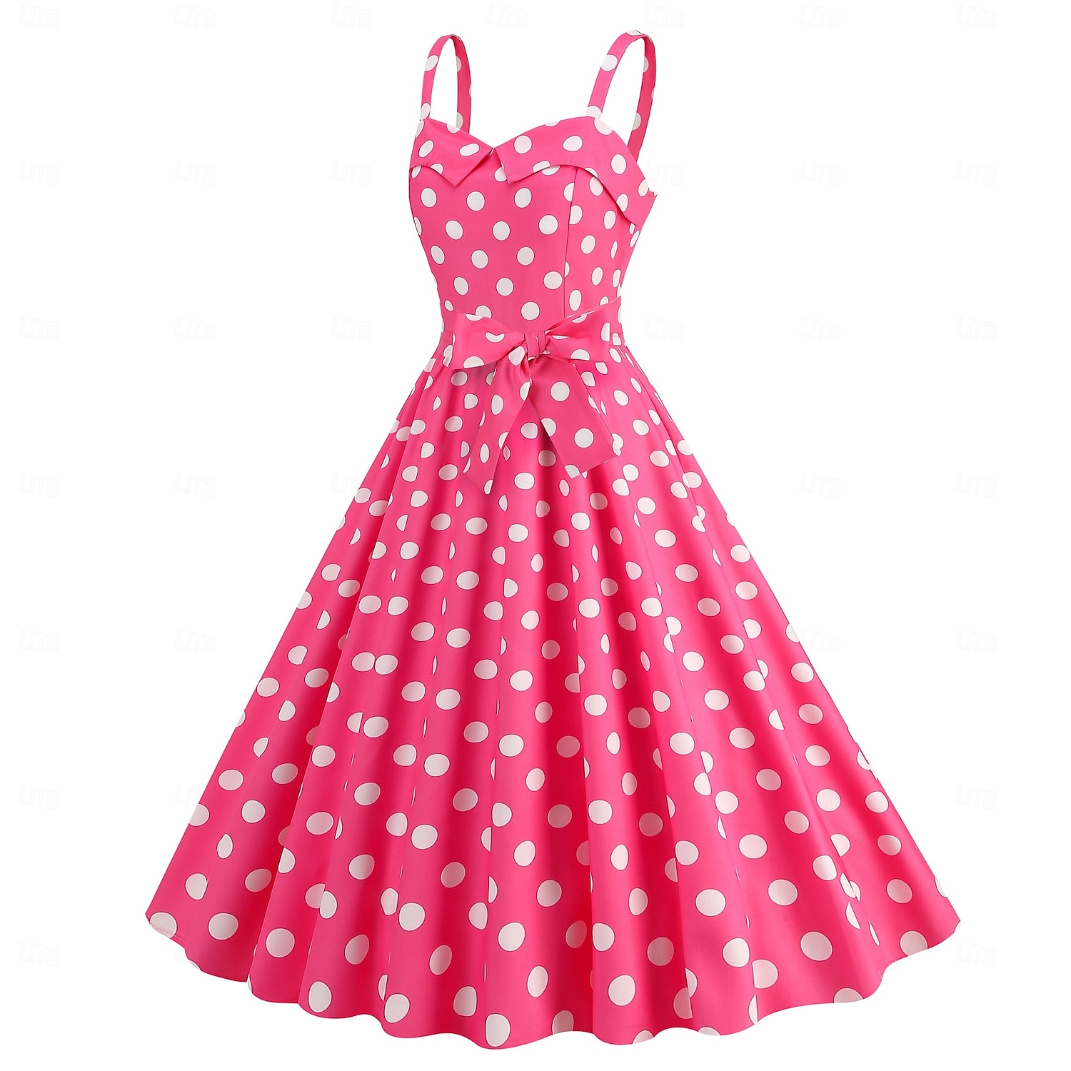 Retro 50. léta Rockabilly Polední Šaty Houpací šaty Flare šaty S páskem Popruh na špagety Puntíkované A-Linie Dámské Karneval Denní nošení Čajový dýchánek Retro tematická párty Dospělí Šaty Jaro léto 2025 - $24.99 –P6