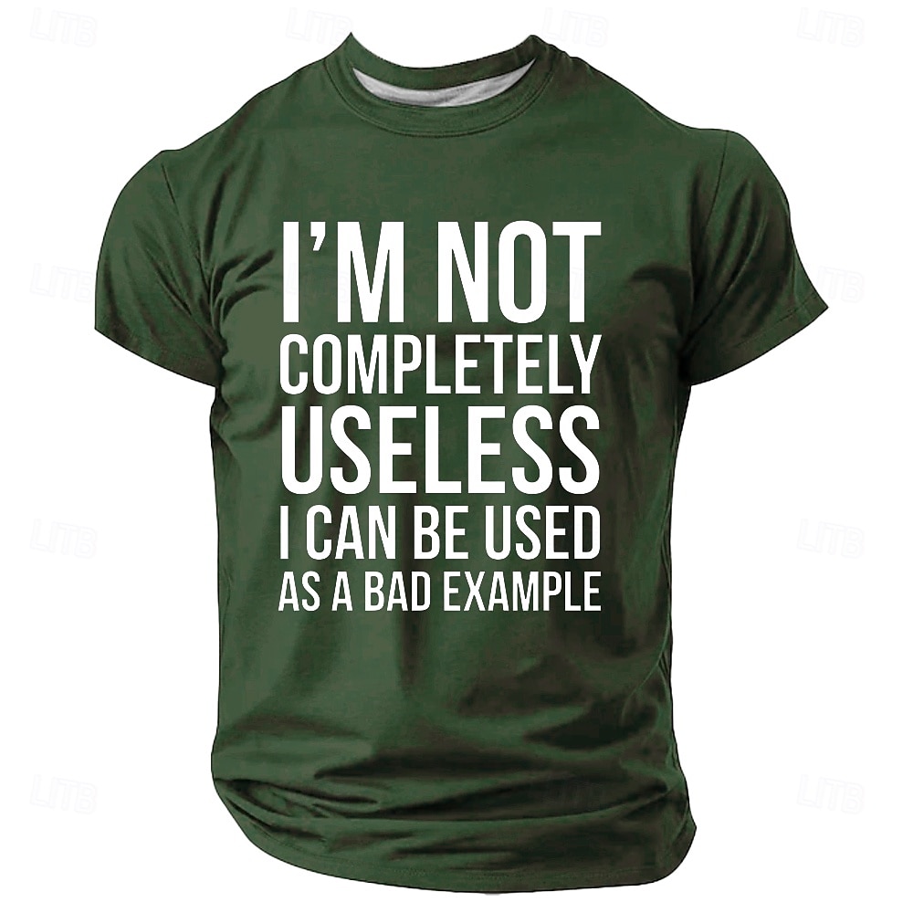 Camiseta para hombre "No soy completamente inútil, puedo ser usado como un mal ejemplo", divertida, cuello redondo, ropa, estampado gráfico, calle, diario, manga corta, moda, genial, clásica, 2025 - $17.99 –P1