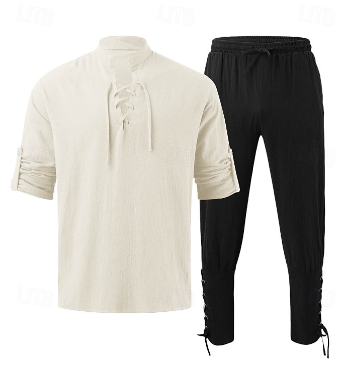Retrò Vintage Medievale Rinascimento Pantaloni Abiti Camicia Pirata Ranger Costume Per uomo Vichingo Halloween Carnevale Mascherata Performance Mascherata LARP Adulti Camicia Pantaloni del 2026 a $44.99 –P6