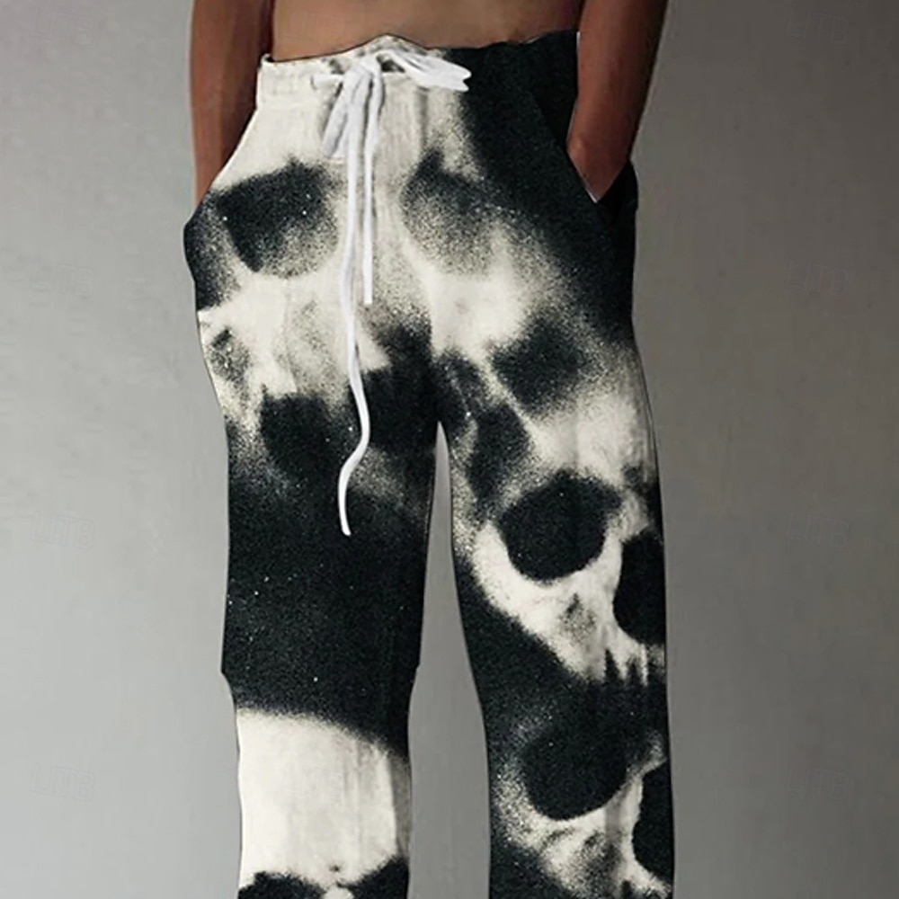 Pantaloni Costumi Teschi da Uomo Pantaloni Baggy Pantaloni Casual Vita Media Casual All'aperto Vacanza Pantaloni Elasticizzati con Tasca in Stile Lino Primavera Autunno 3D Stampati Nero Marrone del 2026 a $28.99 –P4