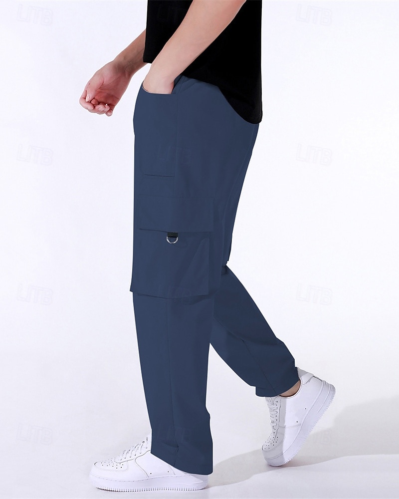 Per uomo Pantaloni Cargo Pantaloni Elastico in vita Coulisse Multi-tasche Semplice Mimetico Indossabile All'aperto Quotidiano Campeggio & Escursionismo Moda Classico Nero Verde militare del 2025 a $18.99 –P11