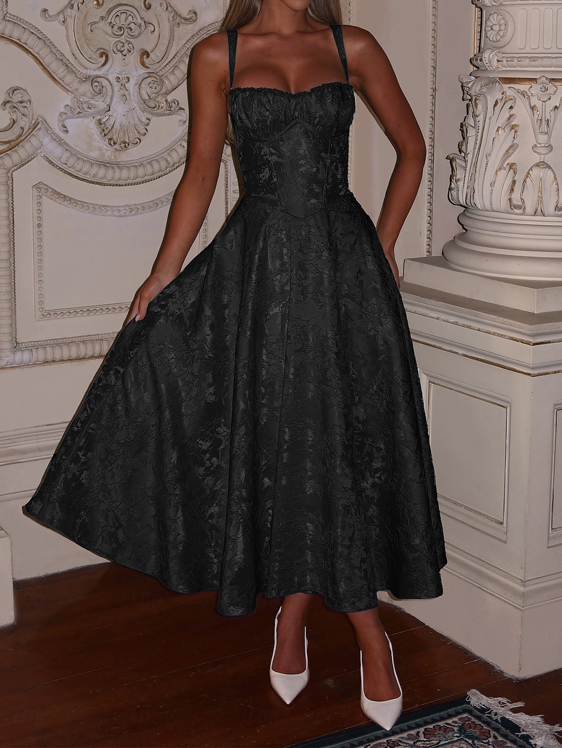 Retró 1950-es Rockabilly Déli Koktélruha Swing ruha Flare ruha Fűző Fit and Flare Virágos Jacquardszövet Női Valentin nap Álarcos mulatság Estély Hazaérkezés Retro témájú buli Felnőttek Ruha Tavaszi 2025 - $53.99 –P15