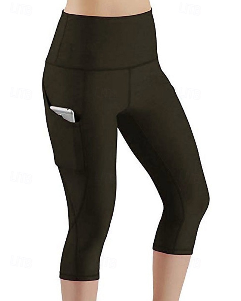 Per donna Leggings capri Leggings da yoga con tasche Controllo addominale Vita Alta Palestra Atletico Pilates Pantaloni Nero Verde militare Borgogna Autunno Gli sport Abbigliamento sportivo del 2025 a $10.49 –P5