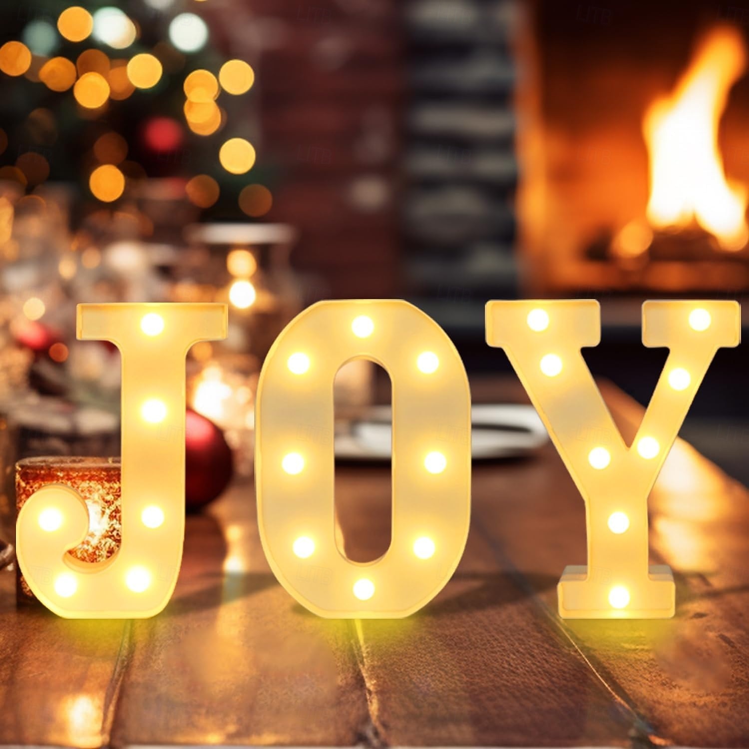 Christmas Decorations Indoor Home Decor - 3 LED 8.5 Inches Marquee Light Up Joy Letters Lights Sign Battery Operated Christmas Signs for Mantel Home Bar Party Bedroom Wall Fireplace Xmas Decor 2025 - CAD $16.99 –P2