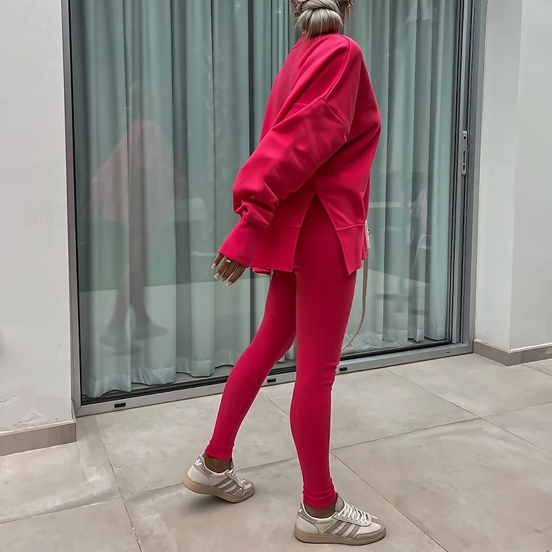 Dámské Tepláková souprava Mikina s kapucí Legíny na běhání Rozparek Jednobarevné Celotělové oblečení Jaro Podzim Černá Růžová Tělocvična Výcivk Běh Vysoký pas Větruvzdorné Lehká váha Odvod vlhkosti 2026 - $34.99 –P16